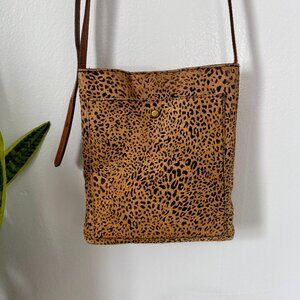 Madewell The Slim Brooklyn Crossbody Bag in Mini Leopard Calf Hair Leather